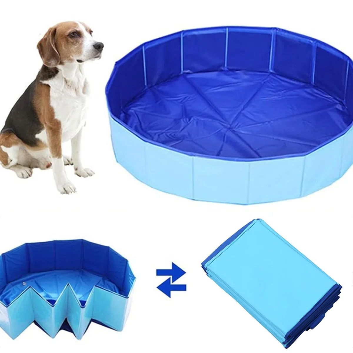 Piscina Pieghevole per Cani e Gatti, Vasca da Bagno in PVC Antiscivolo, 60 x 20CM (L)