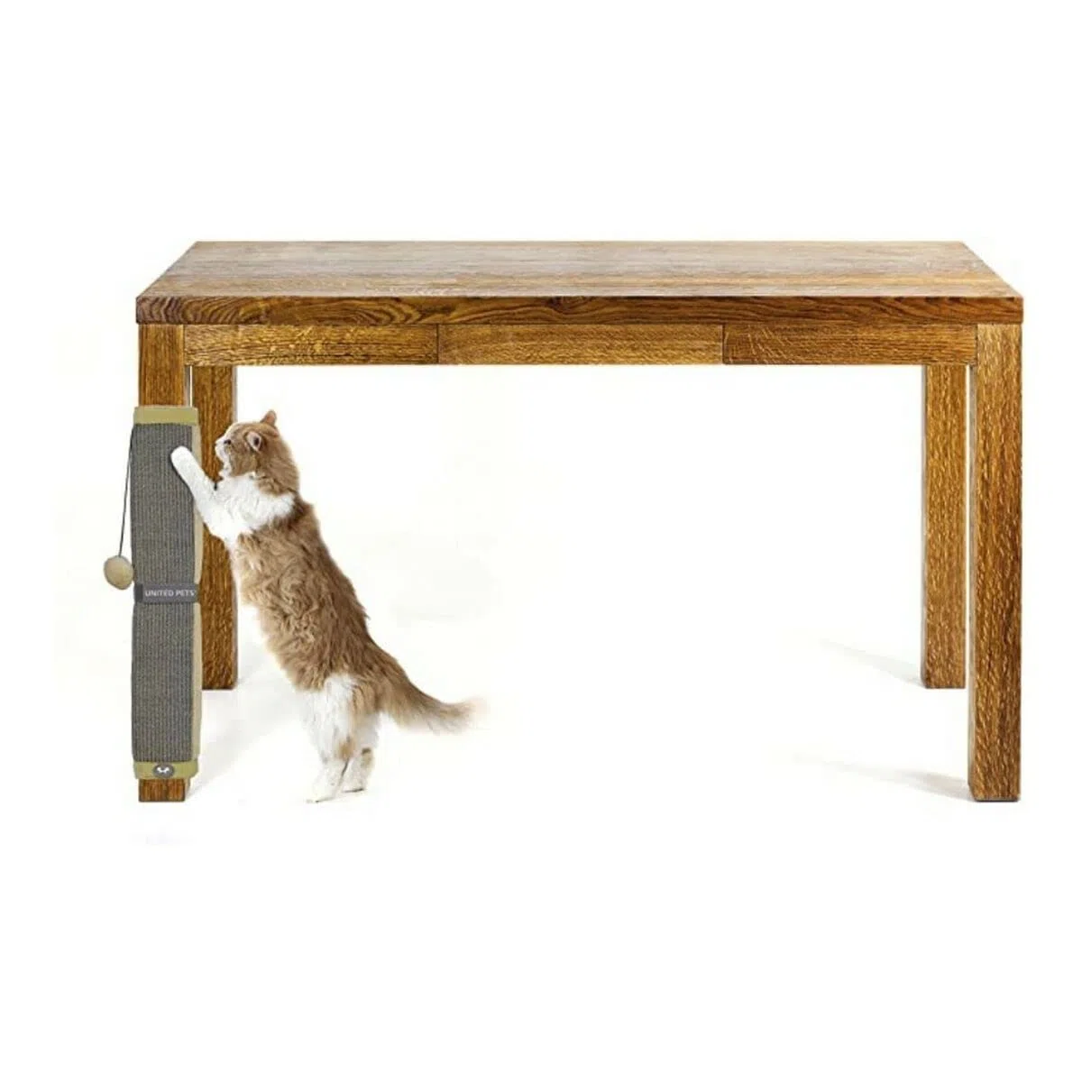 UNITED PETS Cat Scratcher Tiragraffi per Gatti, di Design, Gioco Tiragraffi per Gambe del Tavolo con Pallina Grigio Tortora e Beige