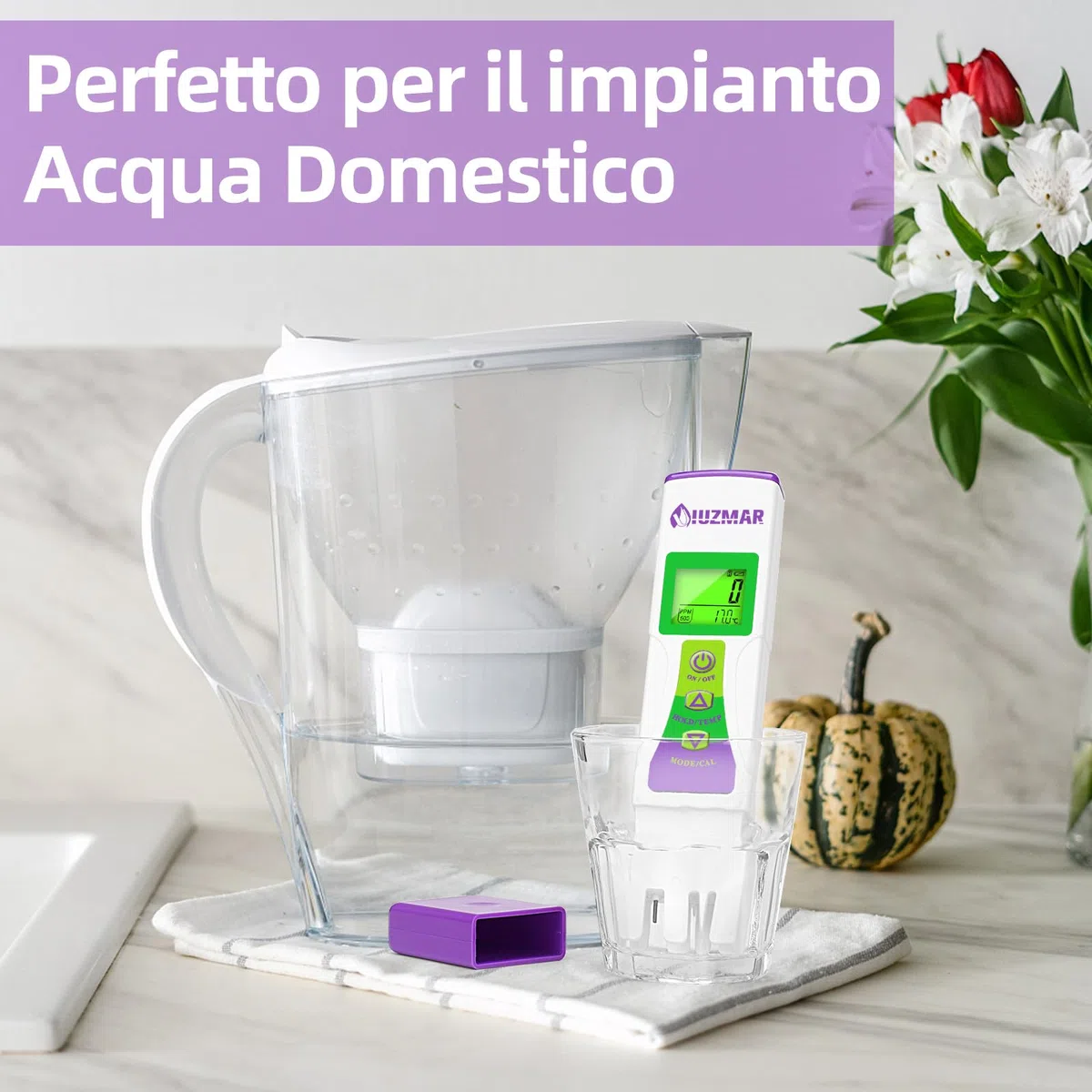 UIUZMAR Misuratore TDS Acqua, Misuratore della qualità dell'acqua per Osmosi Inversa, Acqua Potabile, Acquario, Durezza Osmosi, Tester TDS e EC 3 in 1 per Idroponica, Piscina