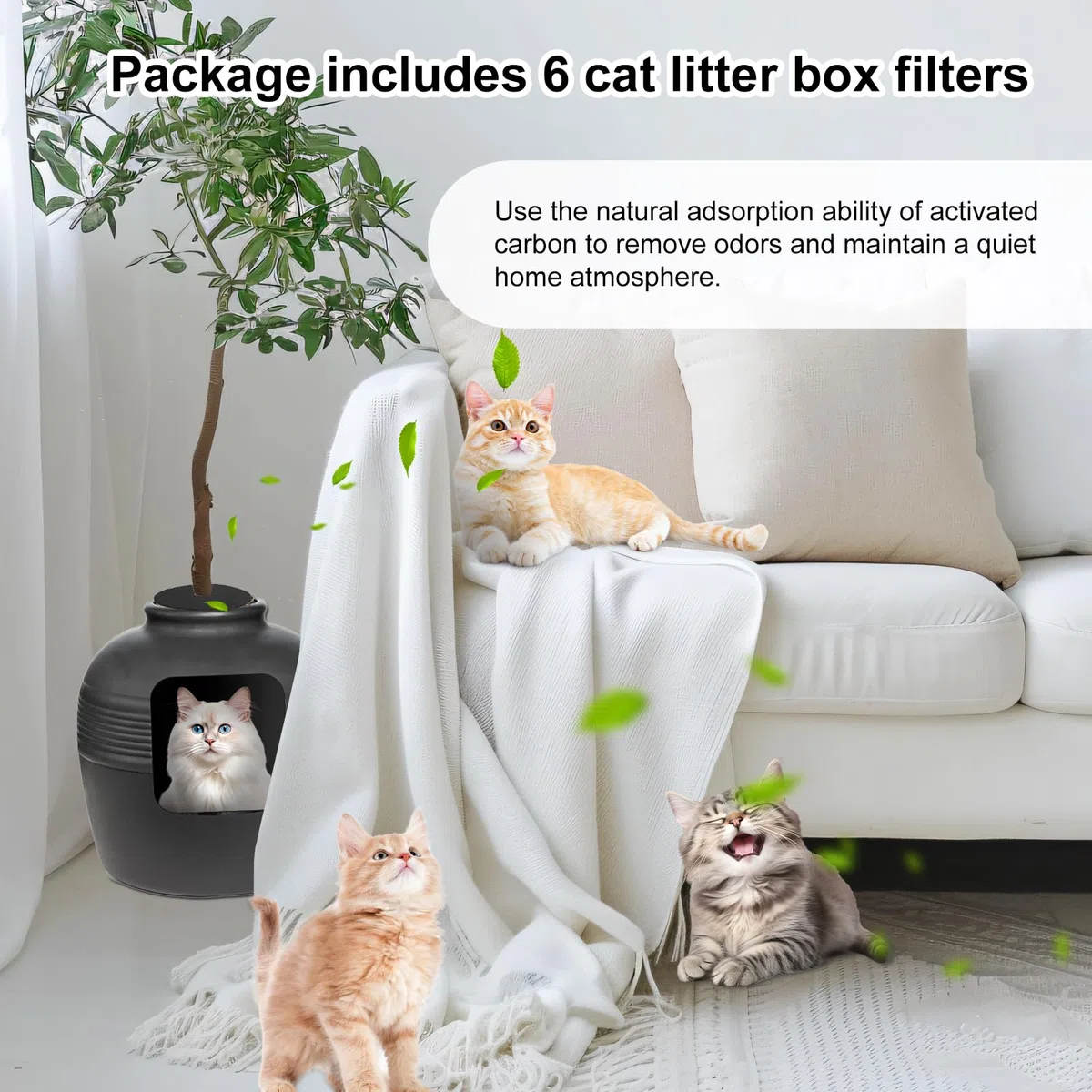 Gosknor 6 Pz Filtro a Carbone Attivo per Lettiera per Gatti, 20cm Rotondi Filtri Lettiera Gatto Antiodore Filtri di Ricambio per Lettiera per Animali Domestici per Mantenere l'Aria Fresca Casa (Nero)