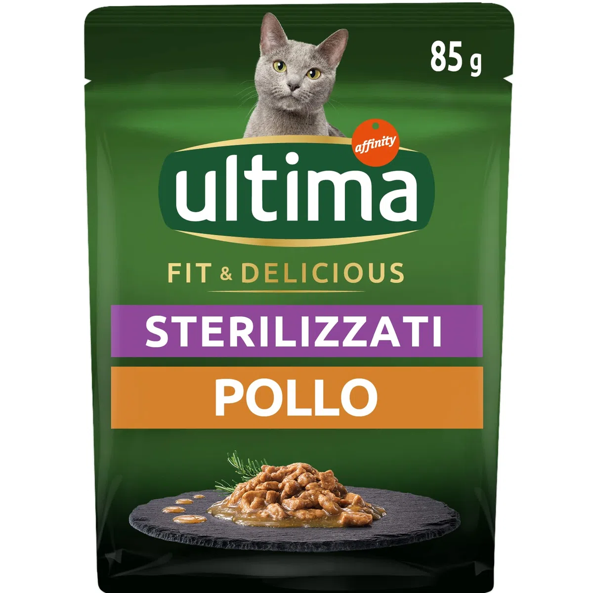 Ultima Cibo Umido per Gatti Fit & Delicious con Pollo: 24 Buste da 85g