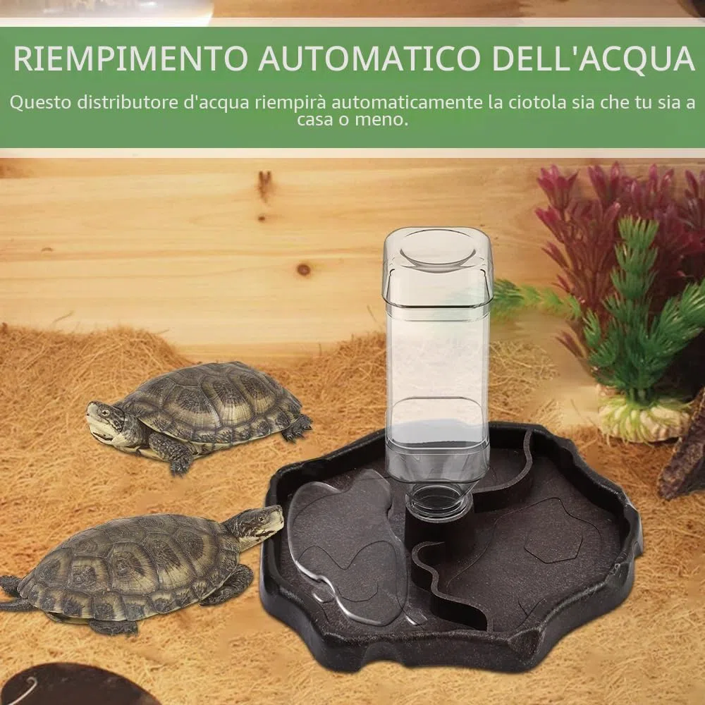 Distributore di Acqua per Rettili Ciotola d'Acqua per Tartarughe 2 in 1 Abbeveratoio Tartarughe di Terra Ciotola per Mangiatoia per Tartarug he Automatici per Tartarug he Scorpioni Lucertole