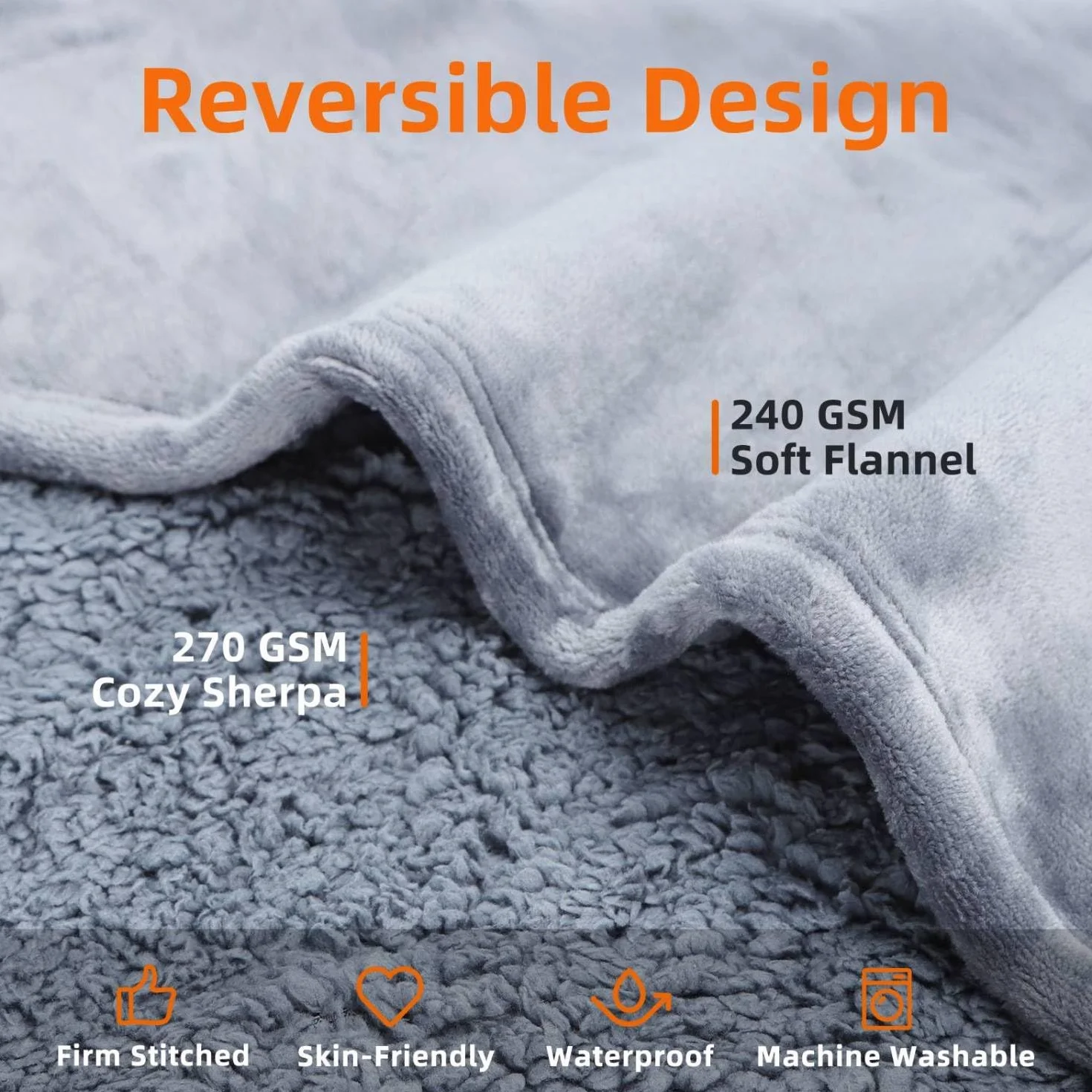 Nobleza Coperta Impermeabile per Cani Animali Domestici, Morbida e Soffice, per Interni ed Esterni, Lavabile in Lavatrice, Grigio, 75 * 100cm (M)