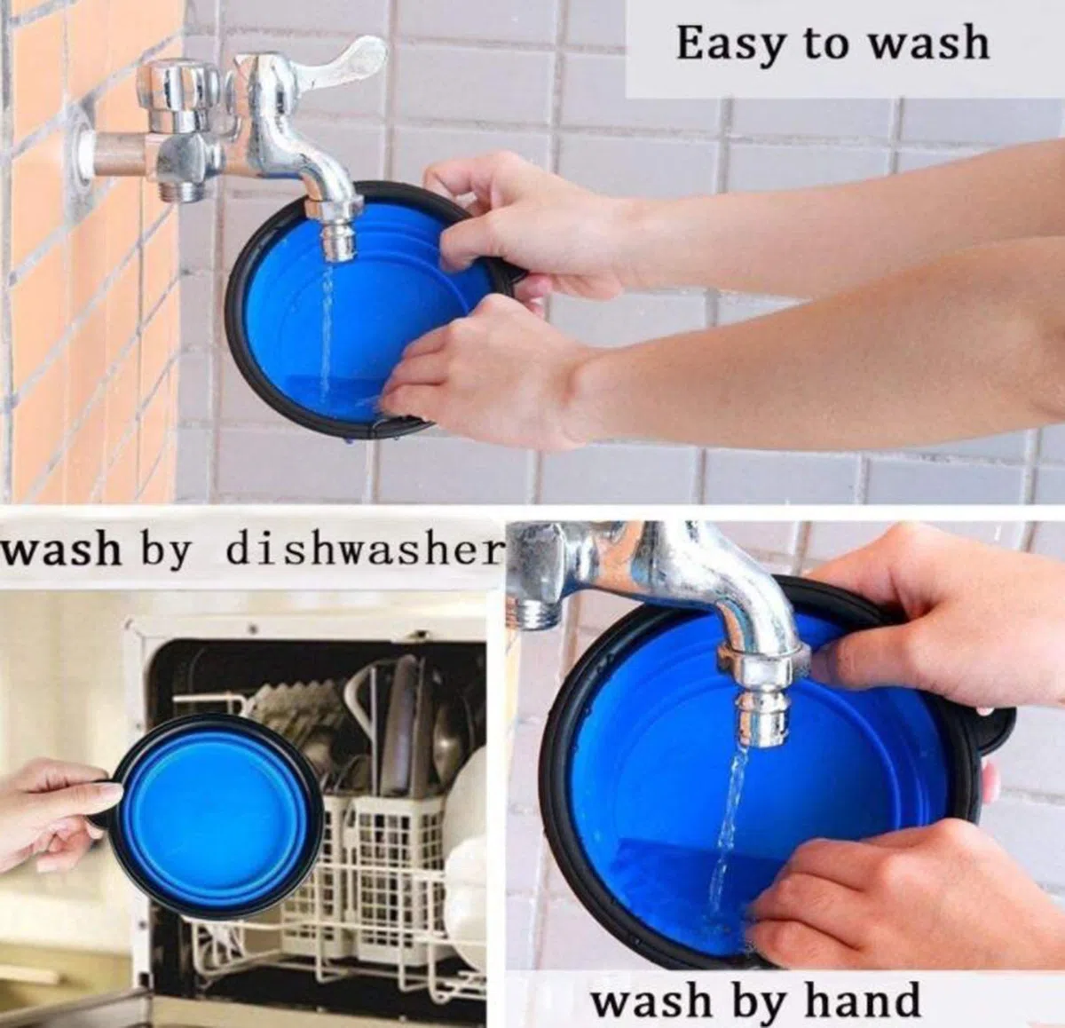 2 Pcs Pieghevole Viaggio Ciotole per Cani Gatti Animali Domestici, Mangiatoia Abbeveratoio Portatile in Silicone Alimentare con Gancio Porta Acqua, Portatile Verde e Blu Pieghevole in Silicone