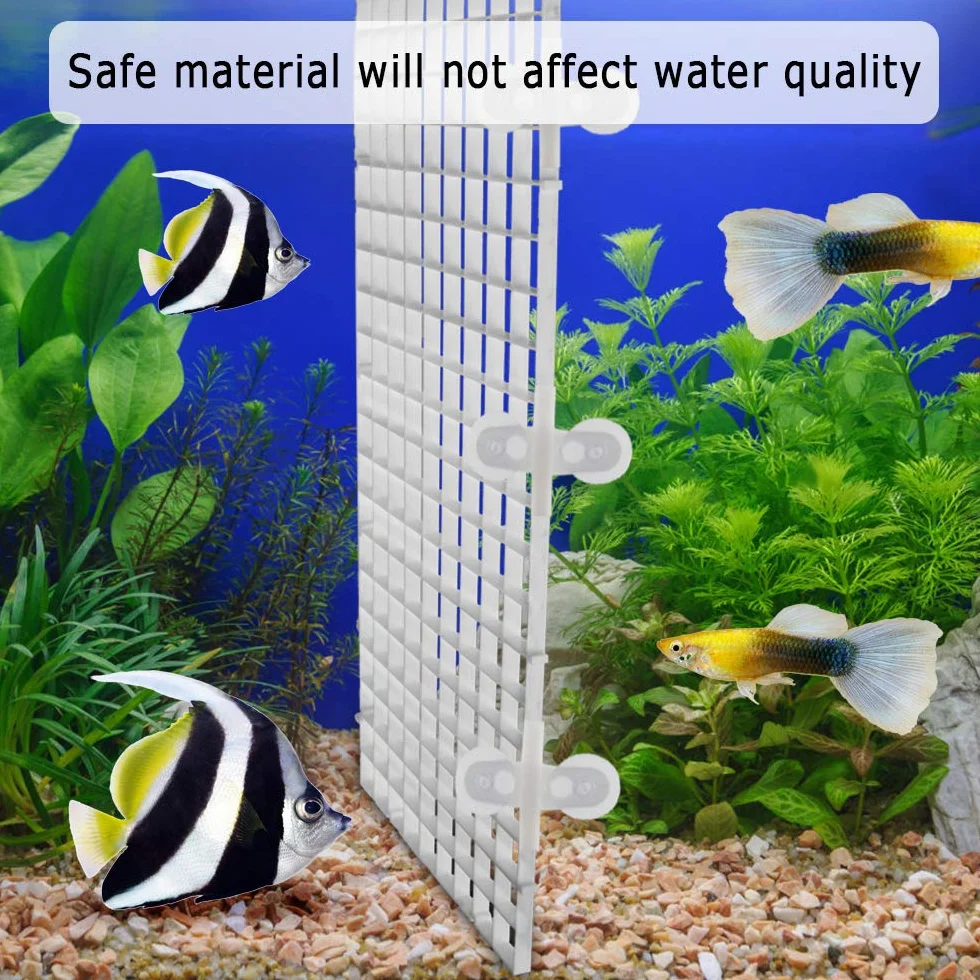 Dadabig 5 Pezzi Divisori per Acquario in plastica PC Griglia di Fondo di Isolare per Serbatoio di Pesce Isolare Board per Acquario Bianco-con 10 Paia di Clip Ventosa