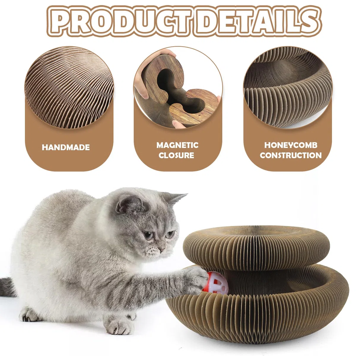 Magic Organ Cat Scratching Board Graffiatoio per Gatti con Palla di Campana Giocattolo per Gatti