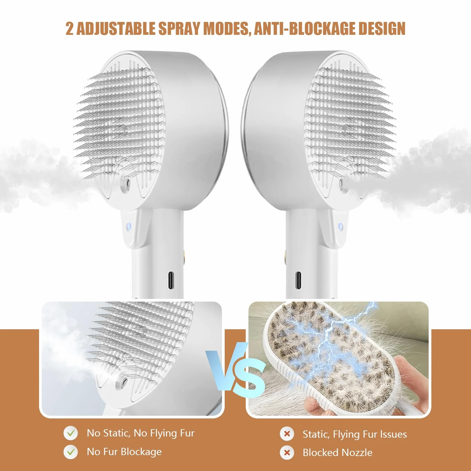 Spazzola a Vapor per Gatti 4 In 1 Spazzole Vapora per Cani Capelli per Massaggio,Cura e Depilazione Steamy Cat Brush Spazzol Gatto con Vapore per Capelli Lunghi Corti