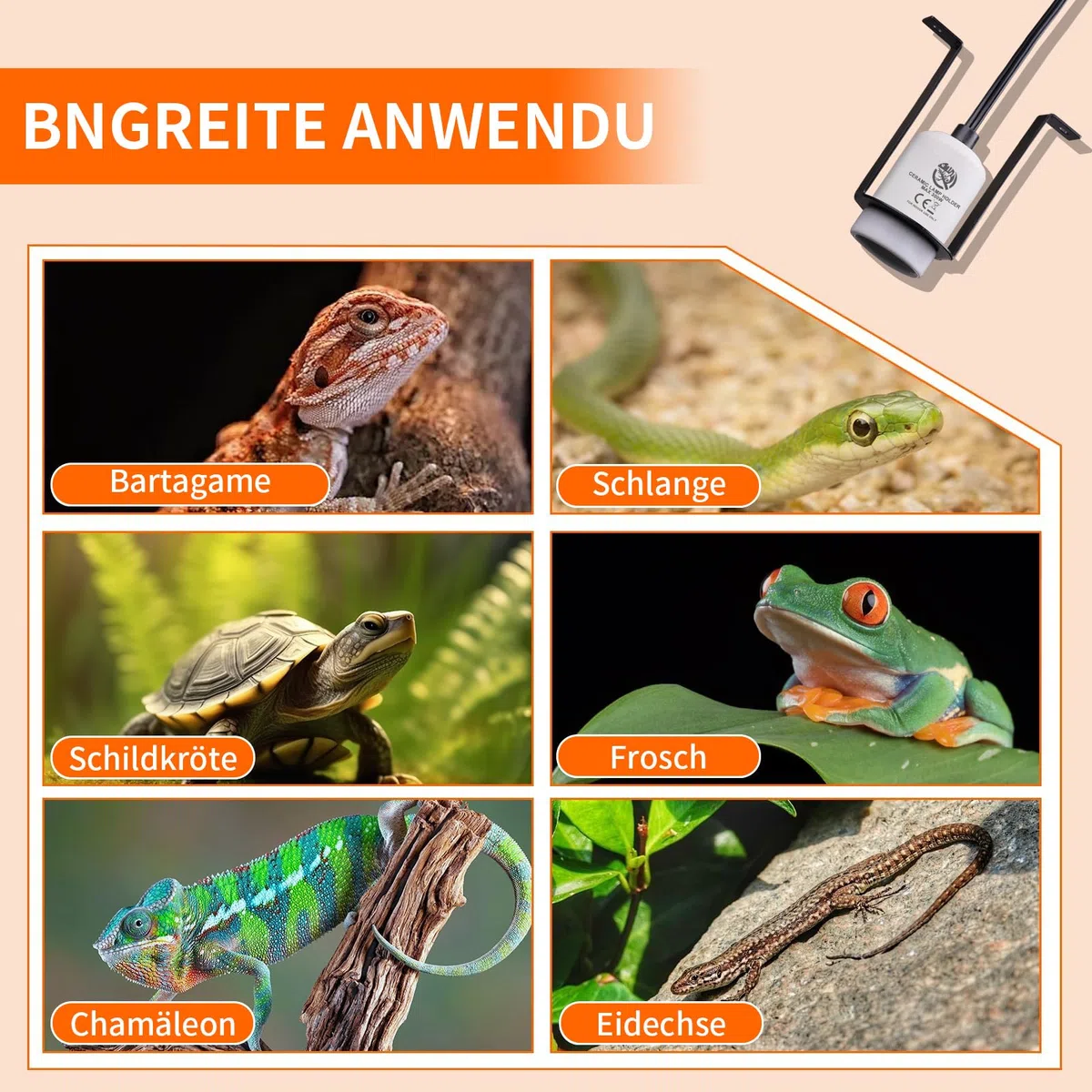 Reptilien Keramik Wärmelampe Lampenfassung, E27 Heiz Lampenfassung Terrarium Lampe, Reptilien Keramik Heizlampen Fassung for UV Wärmelampe, Schildkröten, Eidechsen, Bartdrache