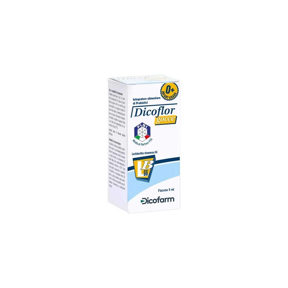 Dicofarm Dicoflor Gocce Integratore di Probiotici per la Flora Intestinale, 5 ml