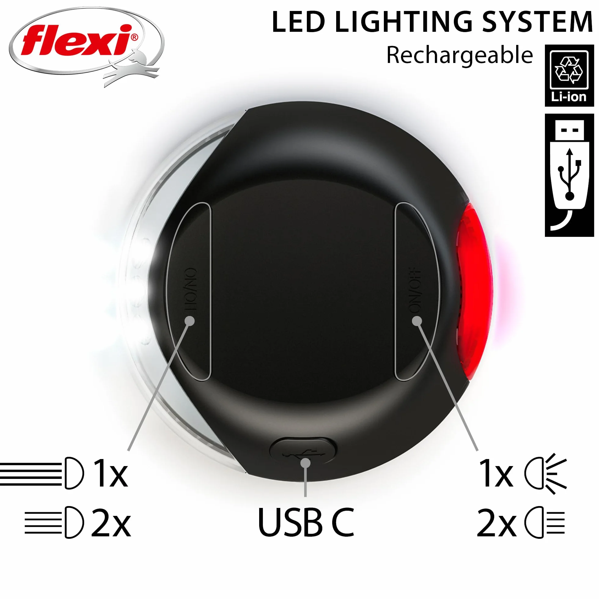 Flexi - Sistema di illuminazione a LED, piccolo, colore: Nero