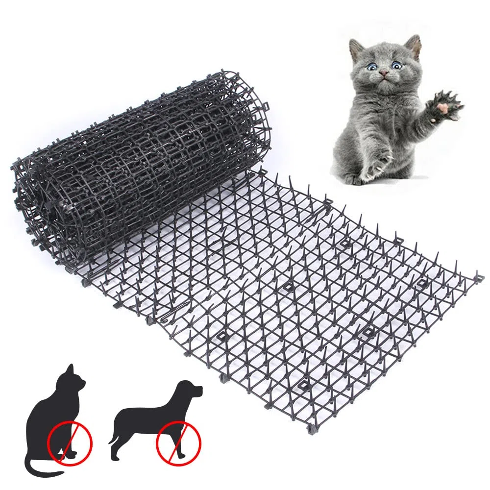 Dissuasore per Gatti, 200 * 28 cm Tappetino Anti Gatto Tappetino Repellente per Gatti Plastica Dissuasori per Gatti con 8 pioli Rete Spinata,per Prato Giardino Interno Esterno