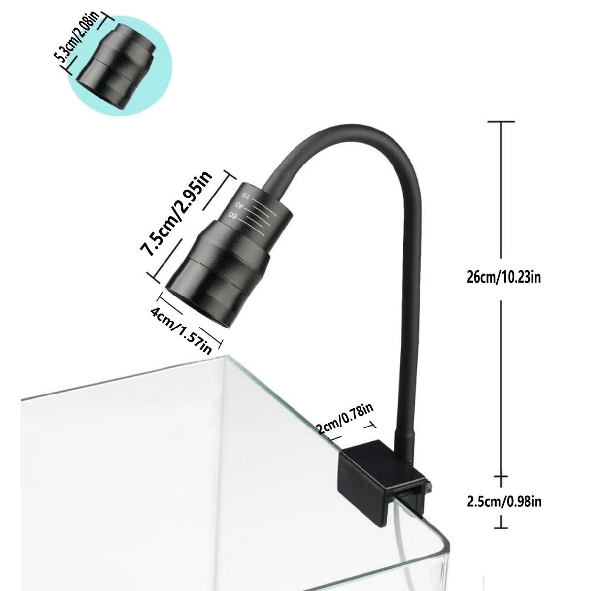 GERUI Illuminazione per acquario, 10 W, con zoom a LED, alta 3 colori, lunghezza focale regolabile, resistenza alla temperatura, dissipazione rapida del calore e per acquari d'acqua dolce da 30-45 cm