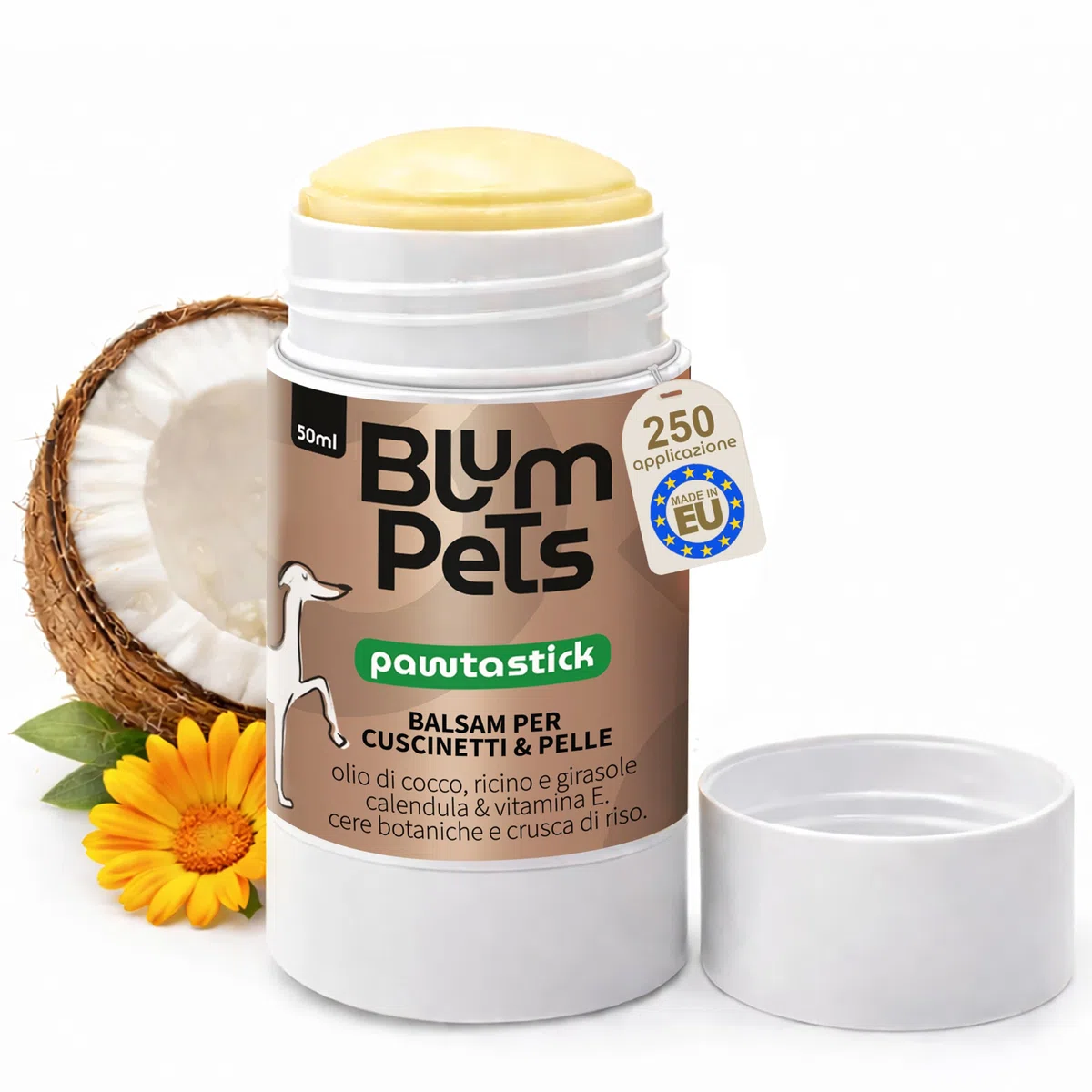 Pawtastick - Balsamo Zampe Cane Vegano in Stick – Protezione Zampe con Calendula, Olio di Cocco e Vitamina E -50ml