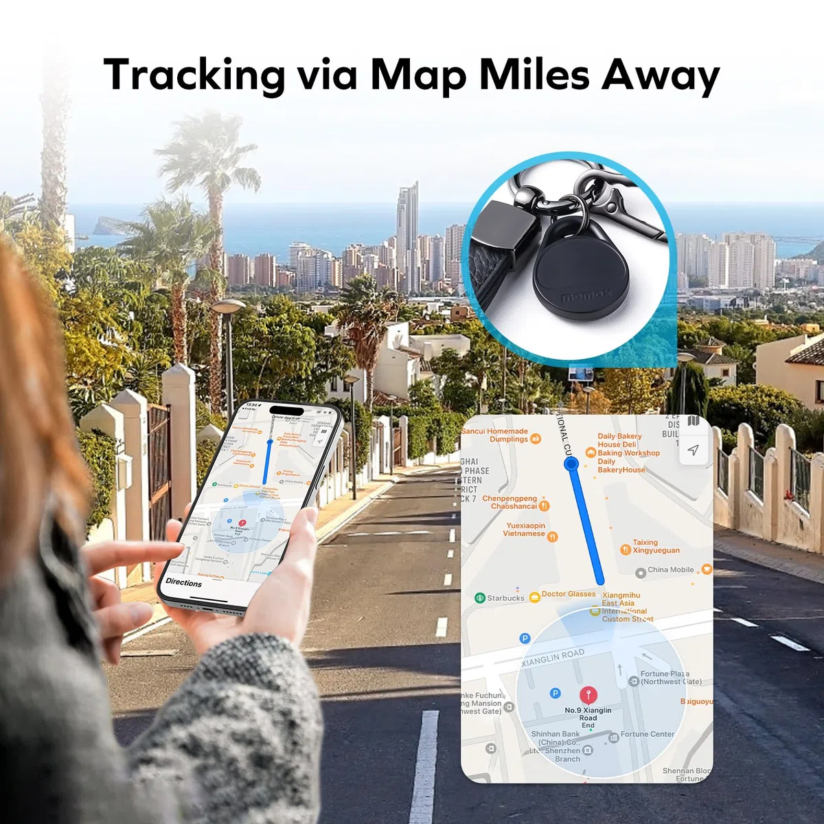 MOMAX Smart Air Tracker, Luggage Tracker, Smart Tag per chiavi, zaini, borse e animali domestici, funziona con Apple Find My (solo iOS 18+), con copertura di ricerca globale, Set di 4