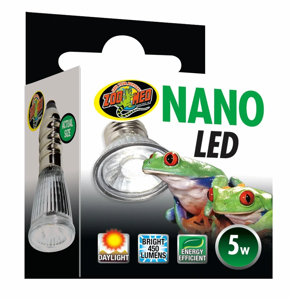 Zoo Med Nano LED 5W - Lampadina LED per rettilari e terrari, per Animali e Piante, Luce Diurna 450 Lumen, Basso consumo, 5 Watt