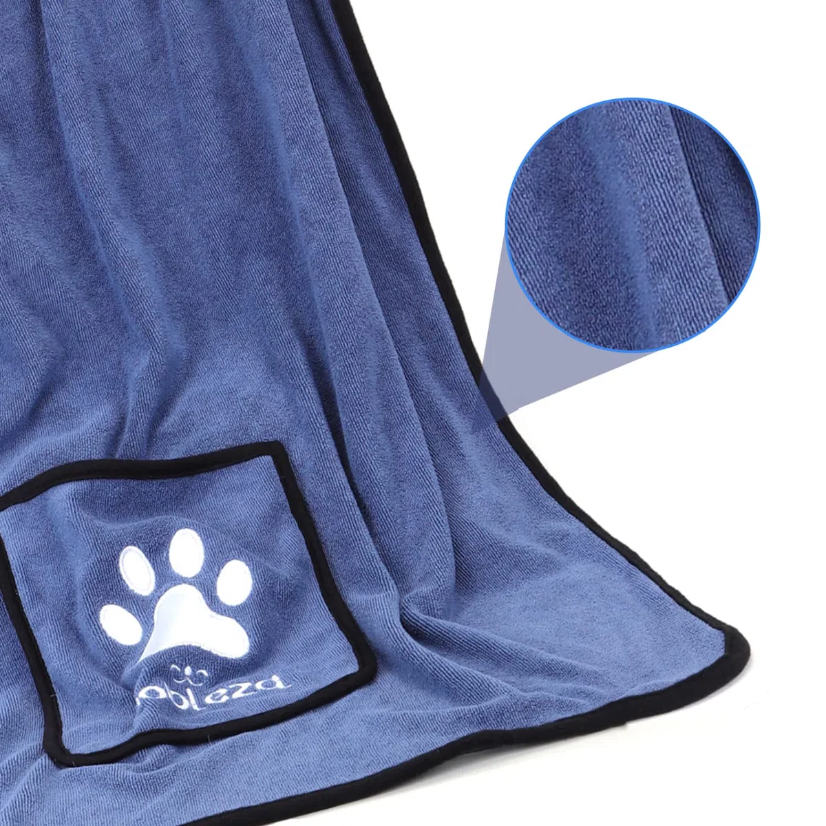 Nobleza Asciugamano da Bagno per Cani e Gatti in Microfibra Ultra Assorbente, Asciugatura Rapida, Morbido e Lavabile per Tutte Le Taglie, 106 x 66 cm, Blu