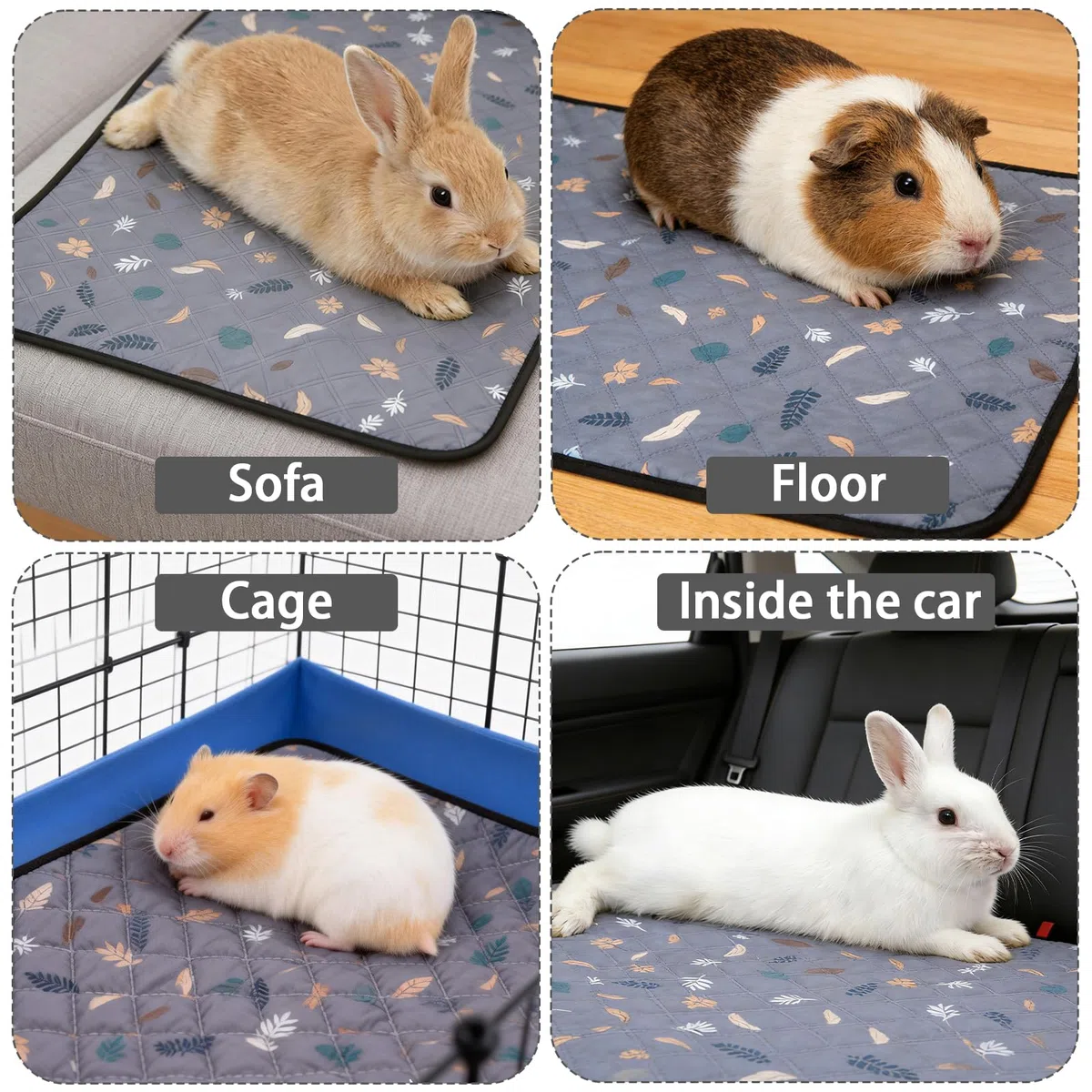 2 Pezzi Tappetini Lavabili per Gabbia, Lettiera Assorbente Riutilizzabile per Porcellini d’India, 60 x 45 cm, Pipi Tappetini per Cani, Cuscinetti Morbidi per Cavie, Conigli e Altri Piccoli Animali