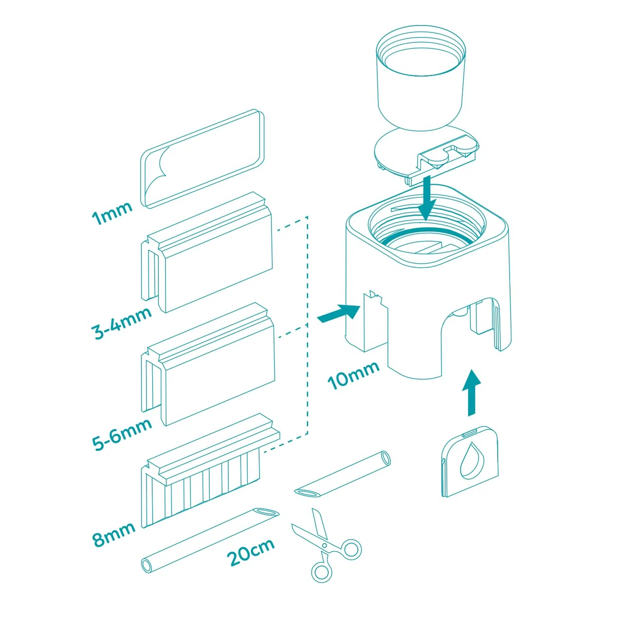 AQPET – Regolatore di Livello Automatico per Nano Acquari | Rabbocco Acqua Evaporata con Bottiglie Pet Standard Fino a 2L | Sistema Senza Elettricità, Facile da Installare