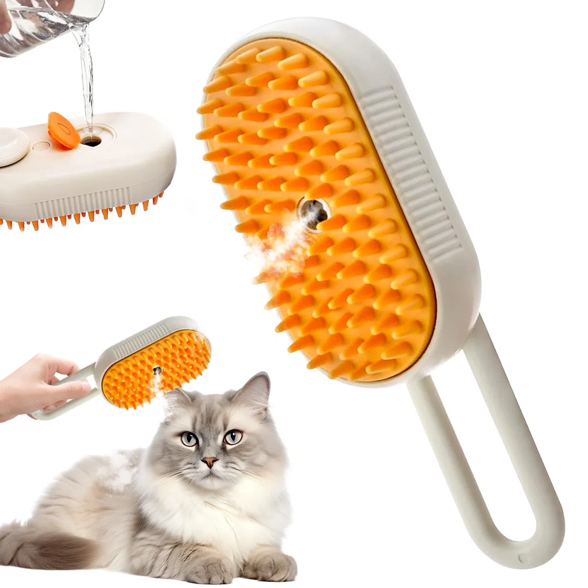 Spazzola a Vapore 3 In 1 Per Gatti e Cani - Spazzola Steamy Per Animali Domestici