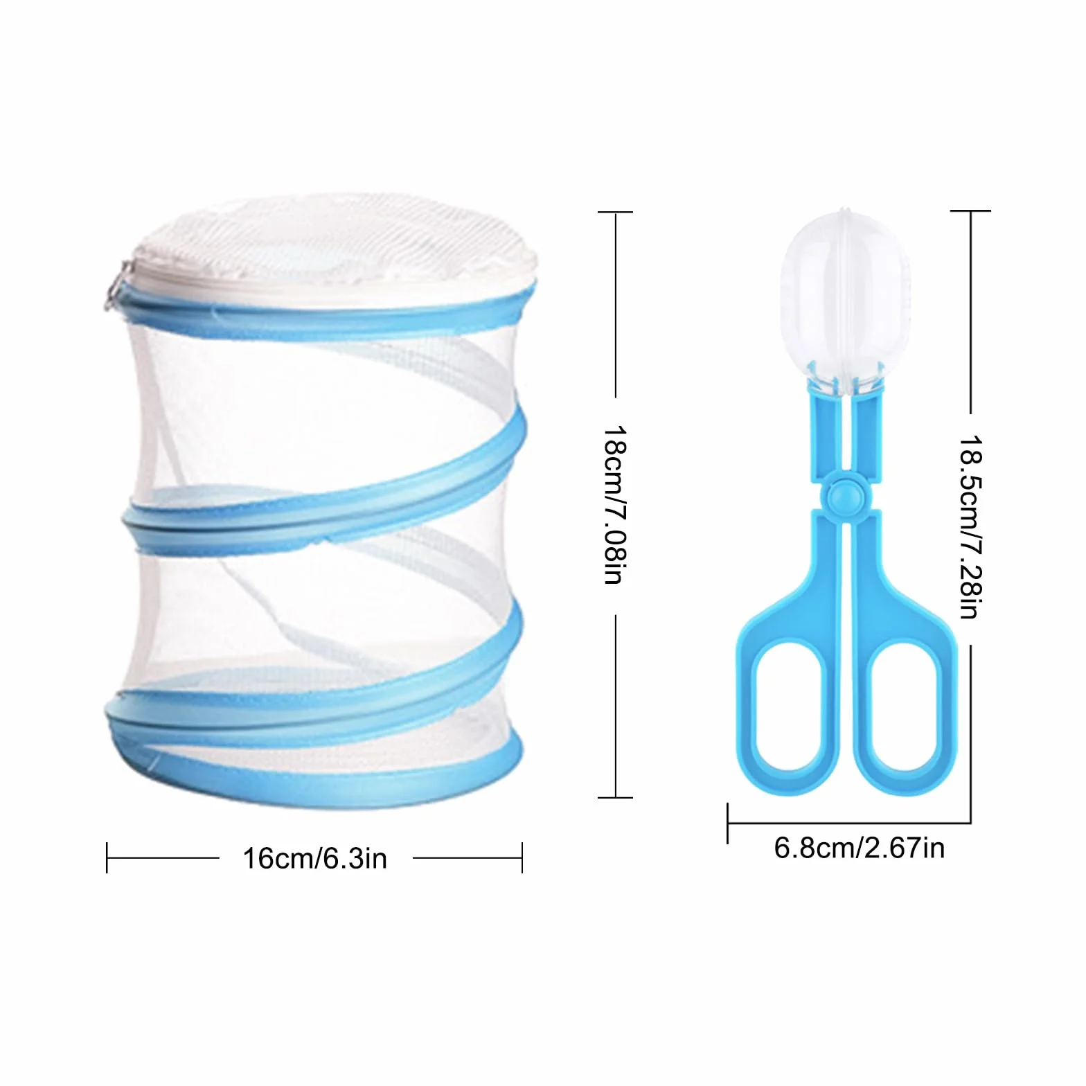 TAIZER Gabbia per Habitat Farfalla Butterfly Habitat Cage Gabbia per insetti Gabbia per farfalle Vegetale Habitat Vegetale Pieghevole Pop up Rettile Pieghevole Panno Allevamento Gabbie (blu)