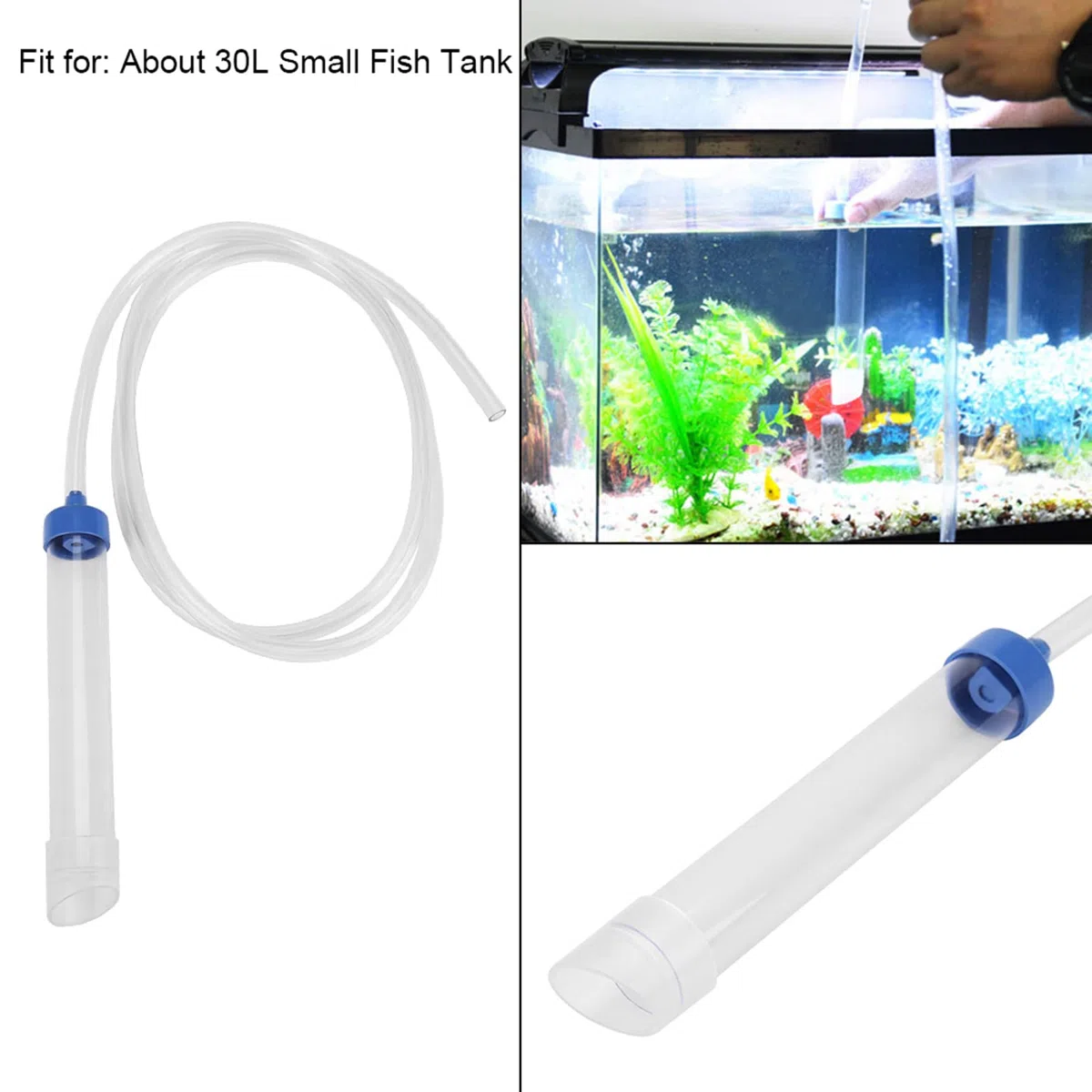 sifone per Acquario Acqua Dolce Strumento per la Pulizia del Serbatoio del Pesce del Tubo del sifone per la Pulizia della Ghiaia con Cambio Manuale dell'Acqua dell'acquario