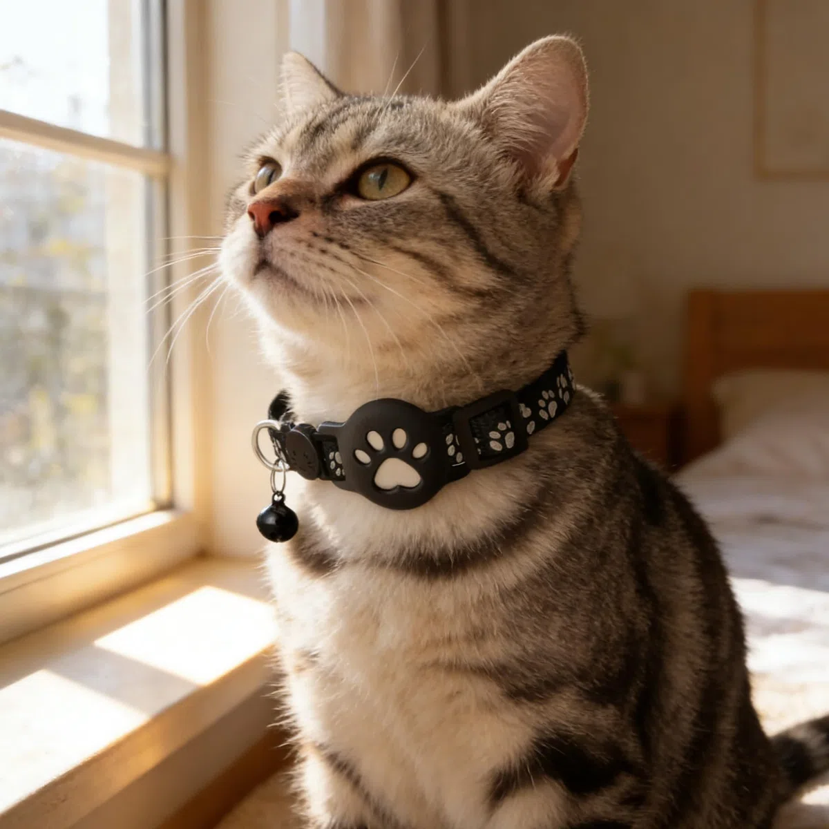 Collare Gps gatto per Gatti Senza SIM Senza Abbonamento, Localizzatore GPS per Gatto Funziona con goo- gle Find My (solo Android) IP67, Batteria 360+ Giorni (Nero)