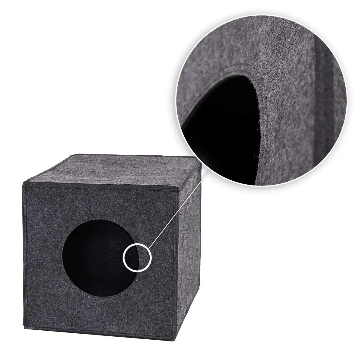 lionto Tana per gatti in feltro stabile adatta a scaffali e sistemi modulari, 33x37x33 cm, cuccia pieghevole a cubo autoportante, facile da pulire, senza cuscino accogliente, grigio scuro