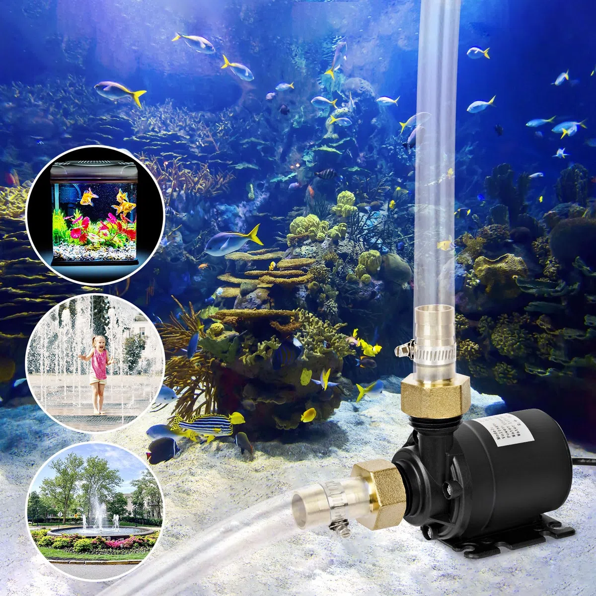 Mini Pompa Acqua 12V, Pompa Acquario 800L/H 5M, DC 12V Pompe per Acquario, Ultra Silenzioso, per Acquario, Stagno, Fontana, Idroponica di Circolazione