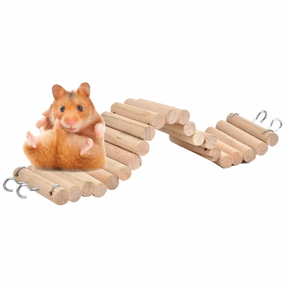 Scala in Legno per Criceti, Ponte Sospeso per Animali Domestici, Accessorio per Gabbia di Roditori