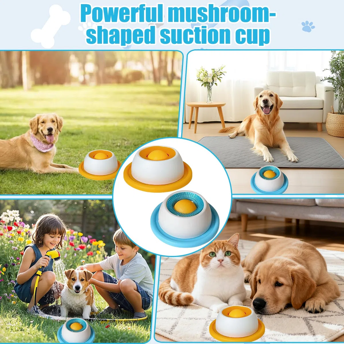Lick Bowl per cani, 2PCS Dispenser per leccare la palla, Dog Lick Toy, Giocattoli per cani e gatti per cibo liquido, Ciotola da leccare per cani, Cane Slow Feeder Lick Bowl, per addestramento (B)