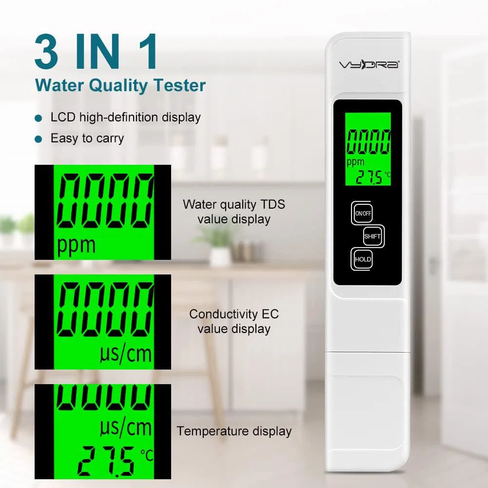Vydra TDS Vydra Digital Tester per la misurazione della conducibilità dell'Acqua,ATC,con Custodia