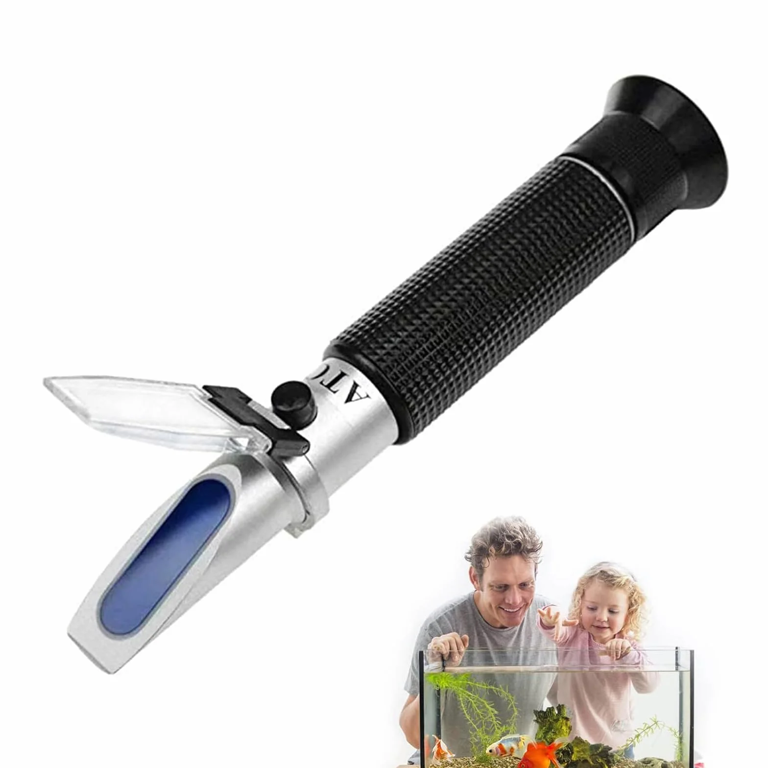 Rifrattometro per salinità, 0-100% portatile, doppia scala, con funzione ATC, rifrattometro digitale ad alta precisione, adatto per acquario, monitoraggio marino, test in acqua salata