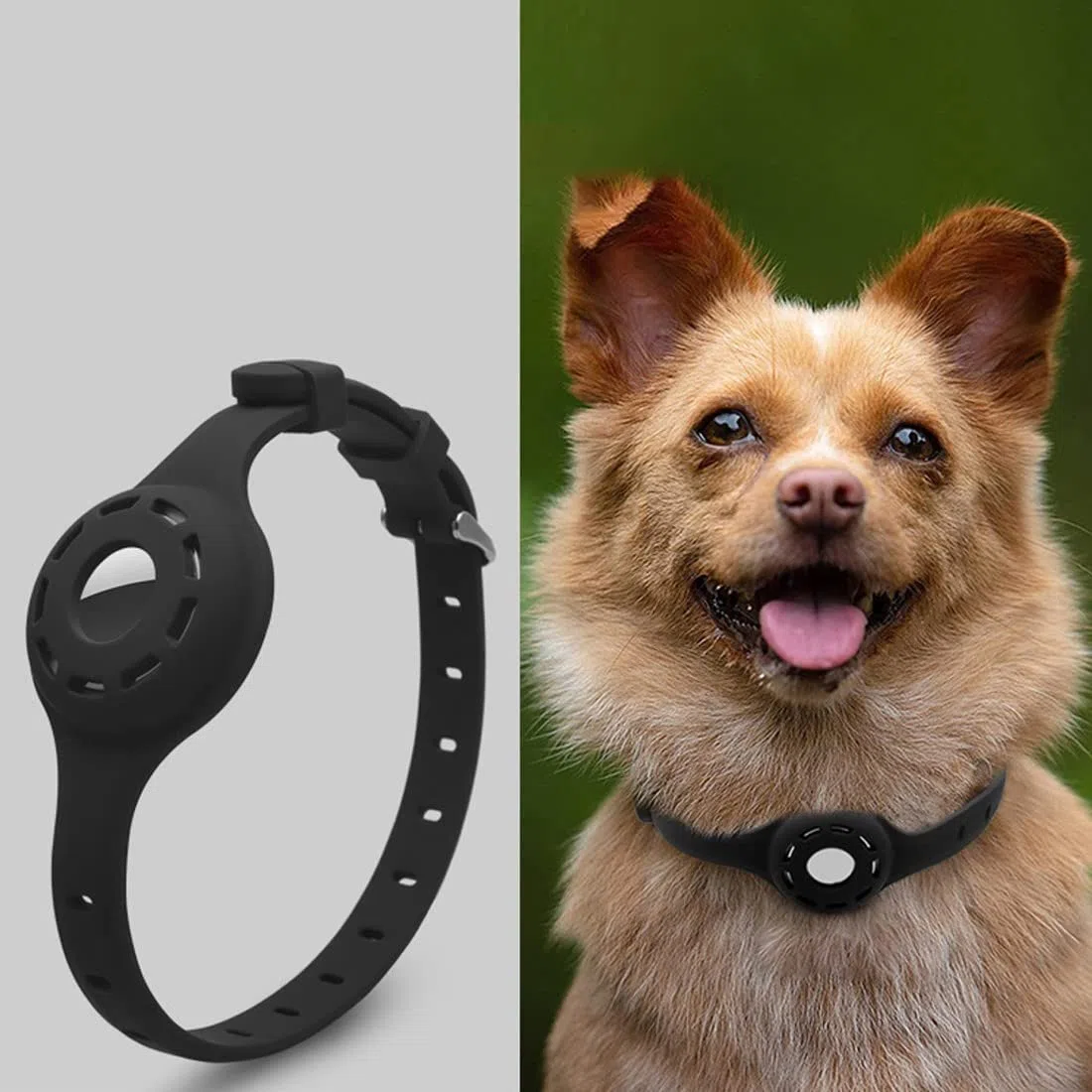Custodia protettiva per animali domestici per Apple Airtag, per dispositivo anti-smarrimento localizzatore Apple, collare per accessori cane gatto di localizzazione (Black)