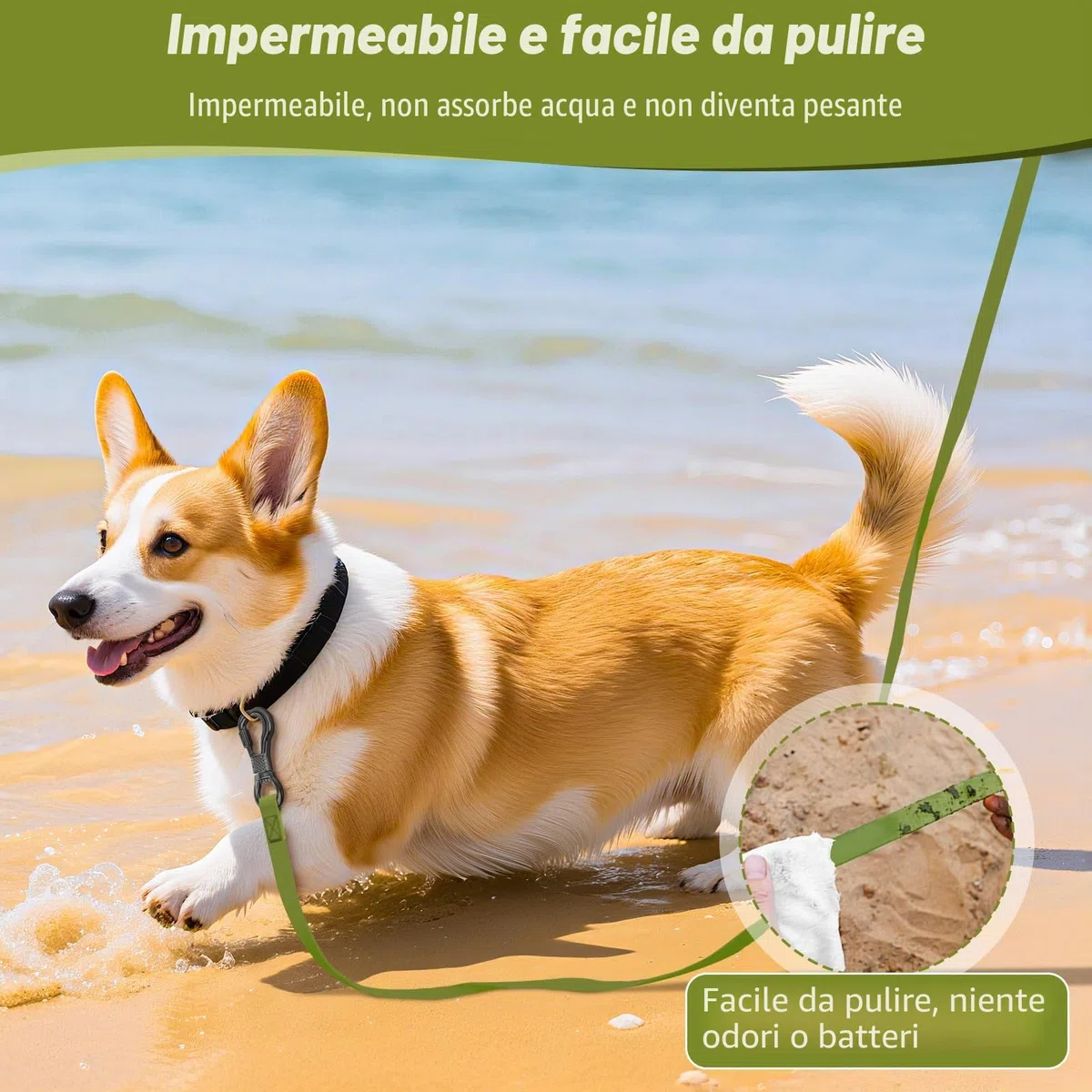 X XBEN Lunghina Cane 10 Metri, Guinzaglio Gommato e di Addestramento Con Maniglia Imbottita, Impermeabile, Moschettone, Resistente Adatto per Tutti i Cani