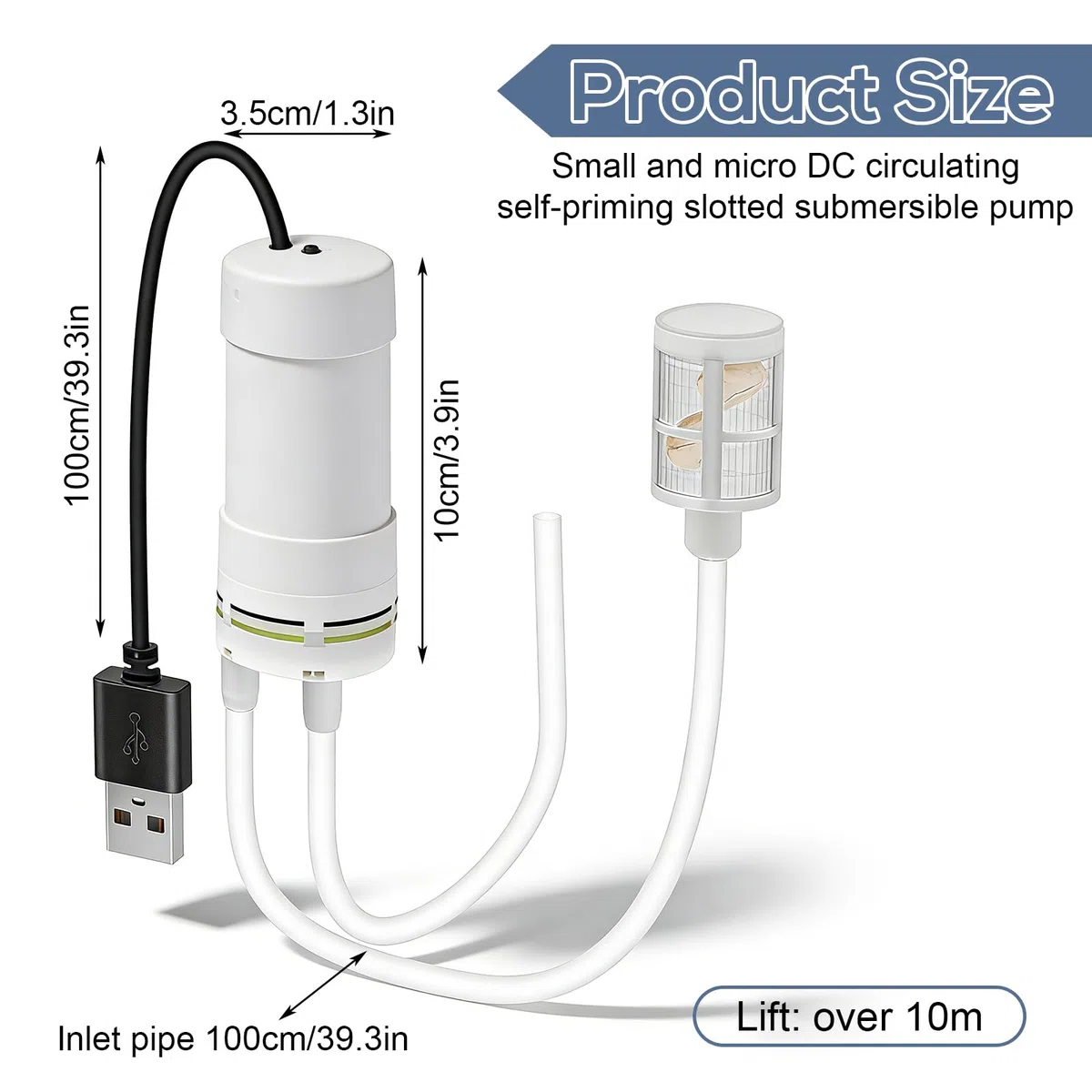 Pompa Dell'acqua Elettrica Autoadescante USB: Mini Pompa Dell'acqua, 5 V, Con Tubo Da 10 M, Design Portatile E Leggero, Pompas per Acqua Di Piccole Dimensioni per Piscina, Irrigazione, Acquario, St