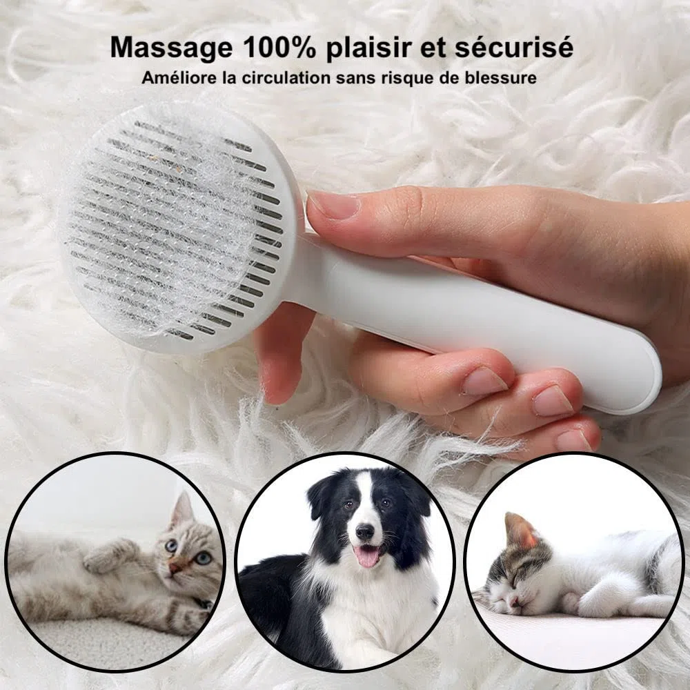 Grehge h, Self-Cleaning Dead Hair Brush for Cats Dogs Long Short Hair to Effectively Remove Up to 95% of Dead Hair (Blue)