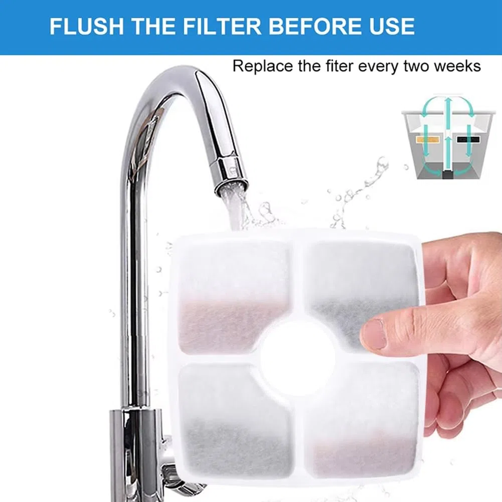 Filtro di Ricambio Tripla Filtrazione 12 Pz Filtro Quadrato 125mm per per Bere Animali Domestici Dispenser per Cani e Gatti