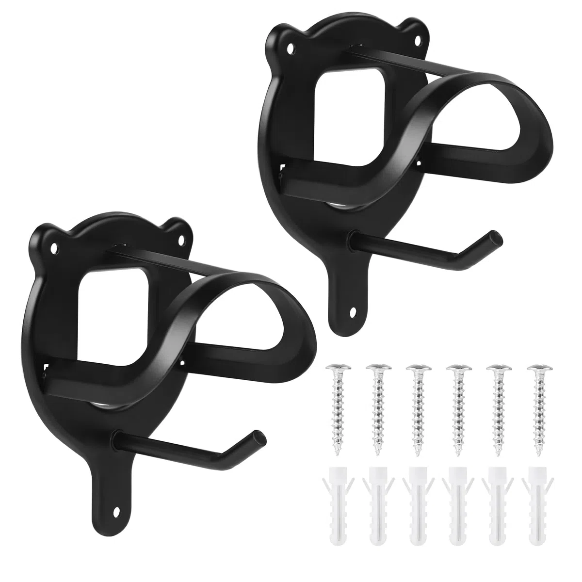 Set di 2 Porta-morso in Metallo Nero, Gancio per Briglia, Porta-finiture con Tubo Espansivo e Viti per Sellaia, Scuderia, Accessori Briglia, Guide e Cordame