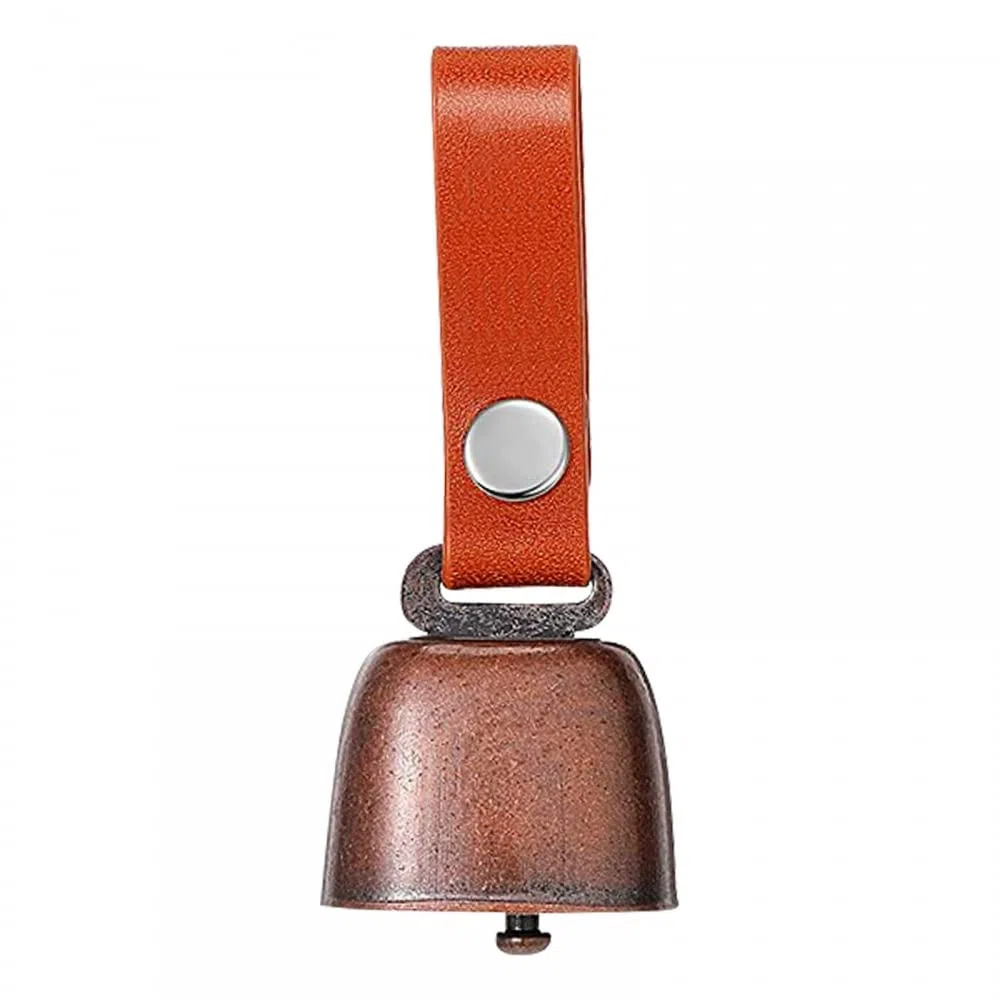 DONGKER Campane per Cani, Campana per Collare di Cane in Bronzo Vintage, Campanelle Anti Orsi per Animali con Cinturino in Pelle per Rumore di Tracciamento