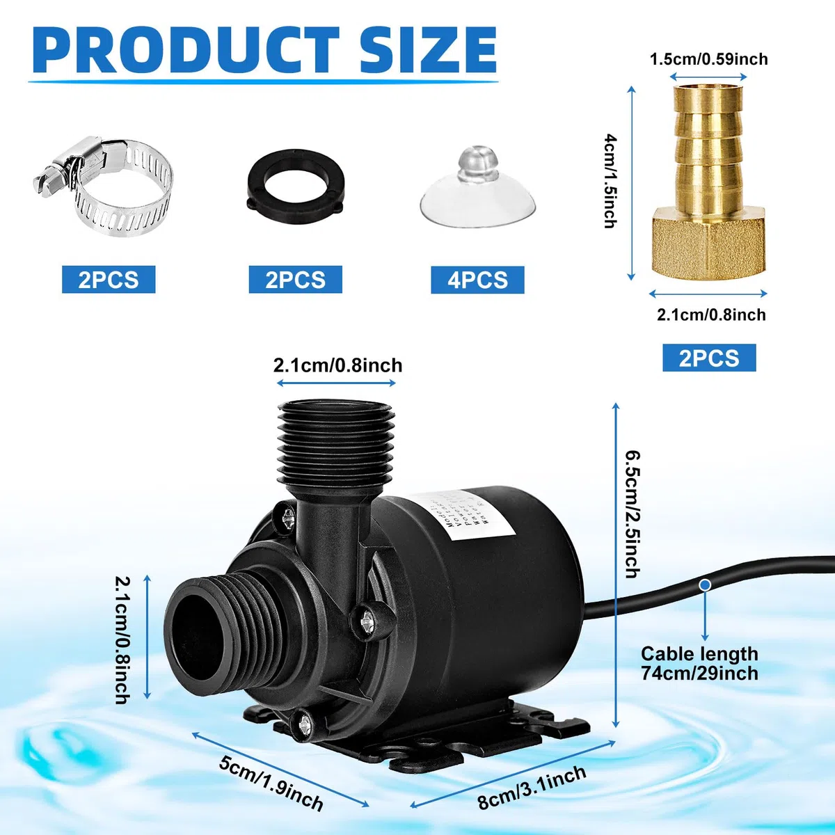 Mini Pompa Acqua 12V, Pompa Acquario 800L/H 5M, DC 12V Pompe per Acquario, Ultra Silenzioso, per Acquario, Stagno, Fontana, Idroponica di Circolazione