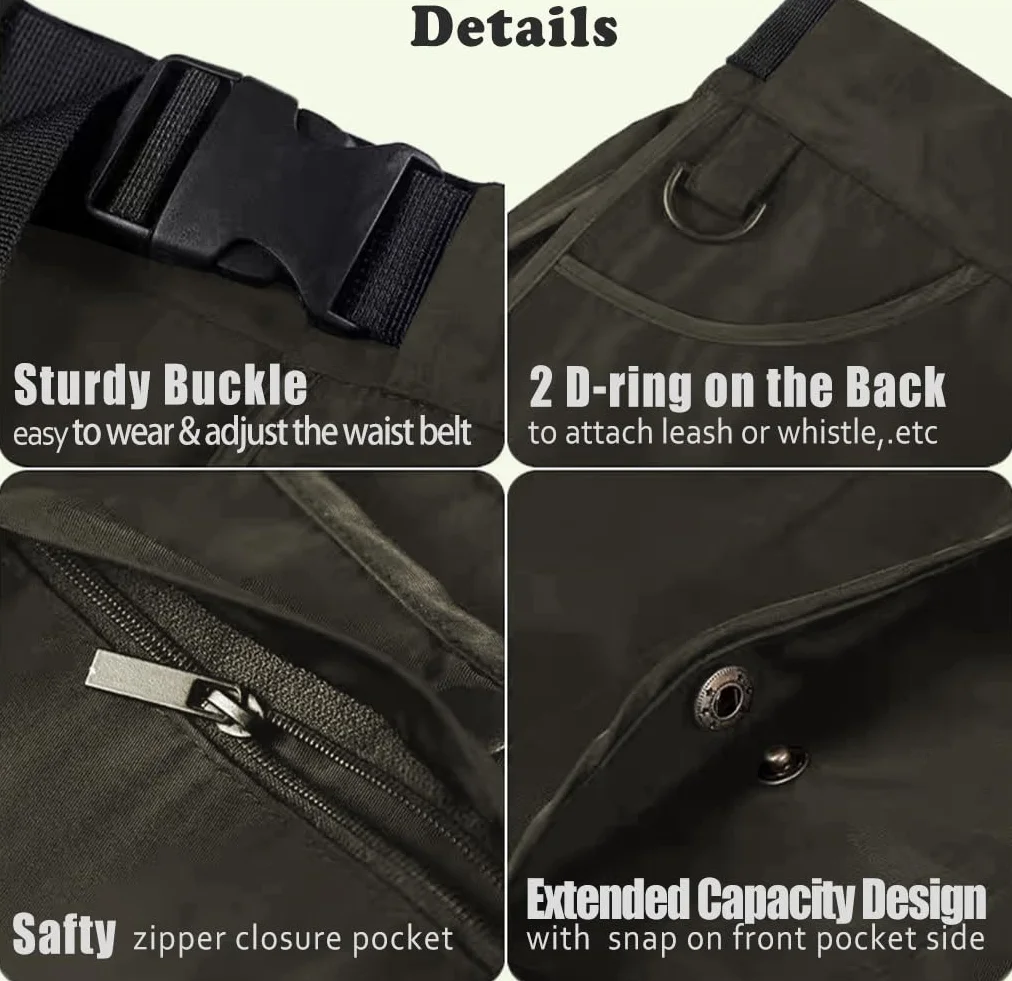 Borsa per addestramento Cani con Tasche Staccabili, Mani libere, Attrezzi da addestramento per Cani, Tasche in Vita, per Uomini e Donne, utilizzata Anche per lavori di Giardinaggio,