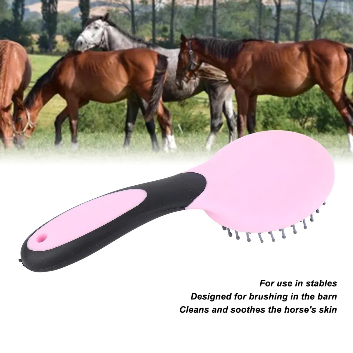 Pettine per Crine di Cavallo, Perline Massaggianti Arrotondate Spazzola Criniera e Coda Equina