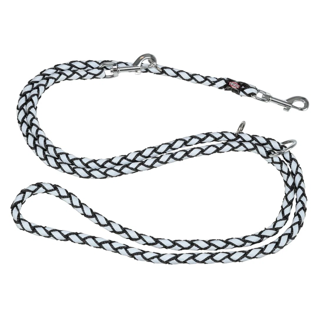 Trixie 13591 Guinzaglio Regolabile Riflettente, 2.00 m/Ø 18 mm, L-XL, Nero-Grigio