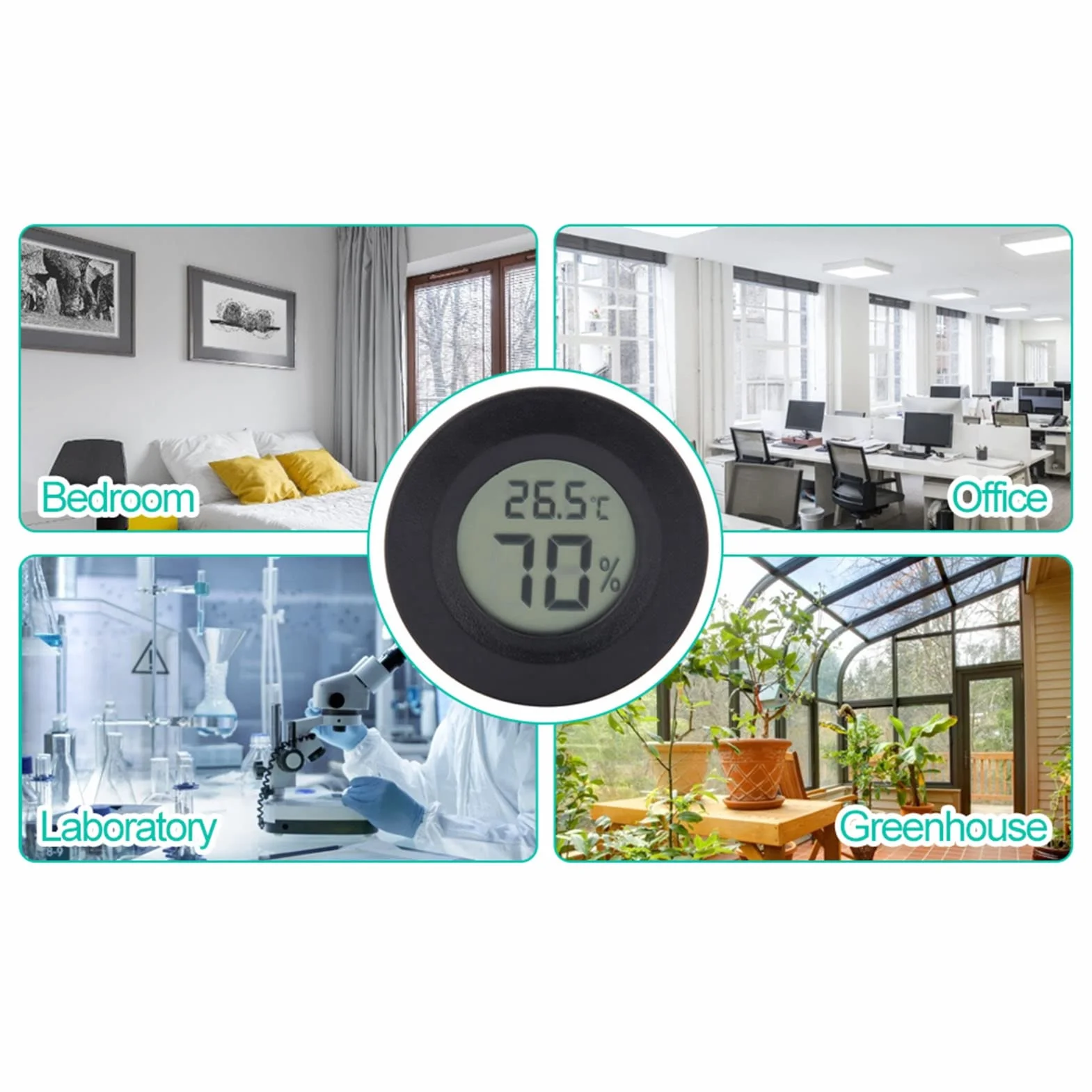 Termometro e Igrometro Digitale con Schermo LCD per Terrario Rettili Mini Forma Rotonda