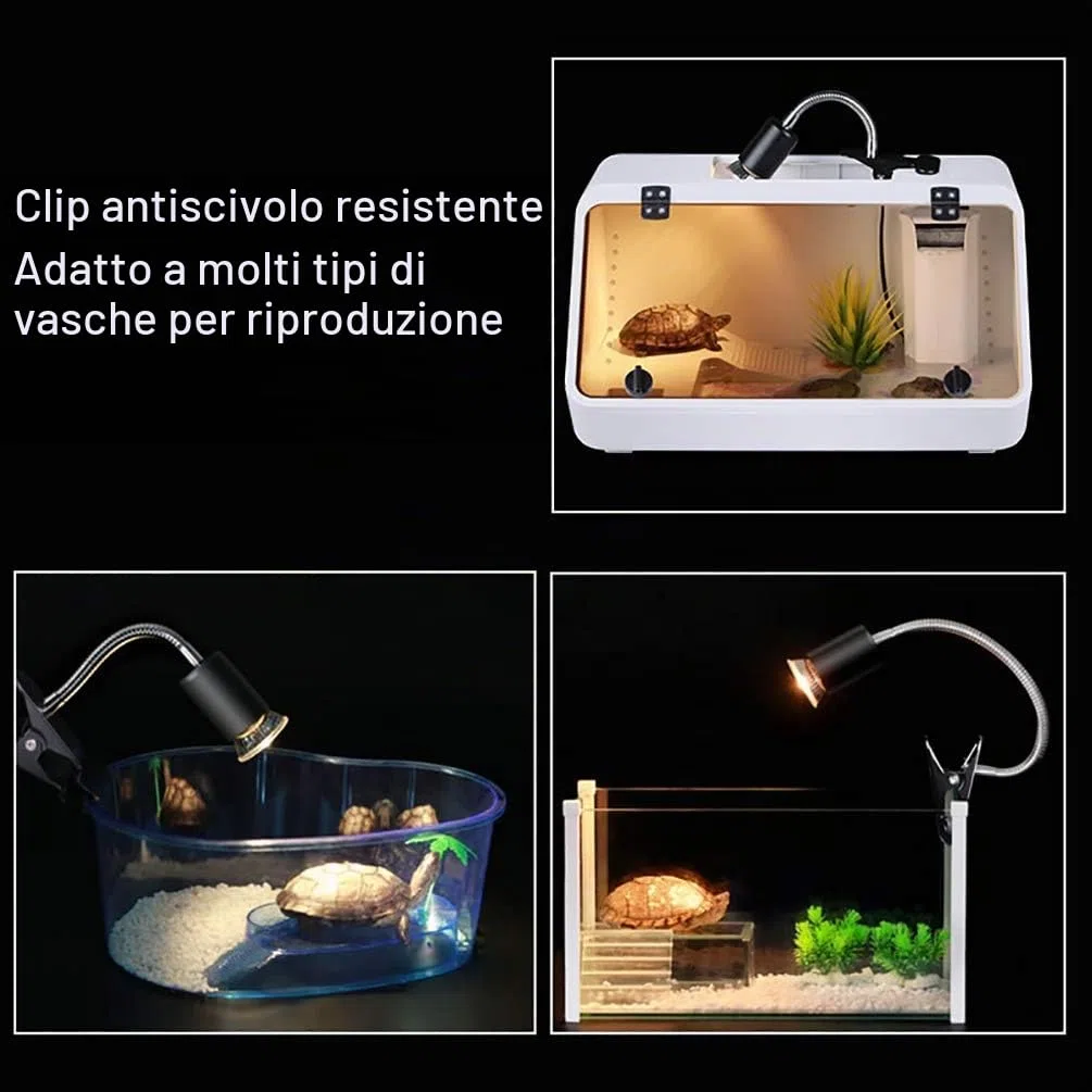 LEDGLE Lampada Tartarughe Acqua, UVA UVB Lampada Riscaldante, Lampada Alogena Calore Retroilluminazione per Rettile, Anfibi, Tartaruga, Lucertola, Serpente, Camaleonti（25W+50W）