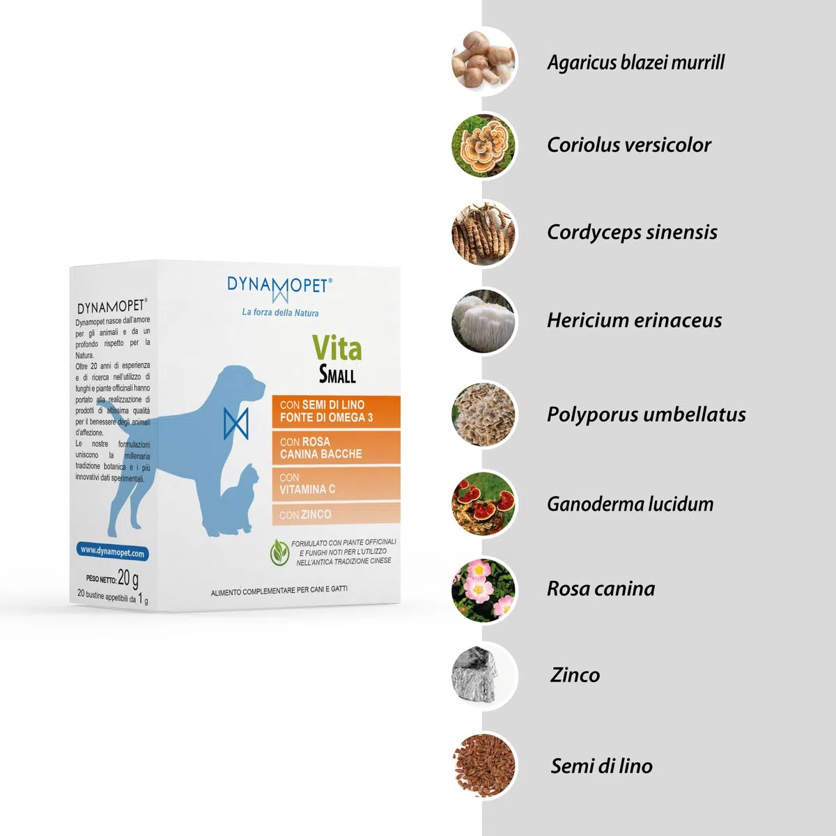 Vita Small - Alimento Complementare per Mantenere le Difese dell'Organismo di Cane e Gatto, Confezione 20 bustine da 1 g - una Bustina ogni 5 kg di Peso dell'Animale