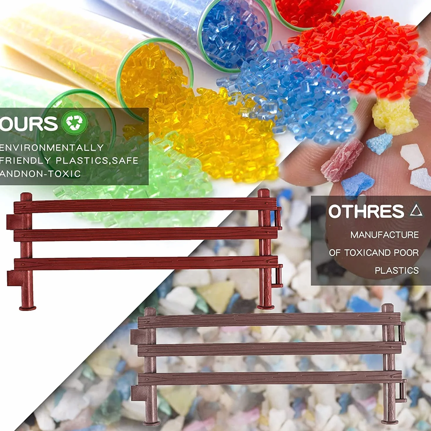 Giocattolo Recinto Fattoria per Recinzione per Cavalli 20Pcs Giocattolo di Recinzione in Plastica per Stalla per Cavalli Regalo Educativo Decorazione Micro Paesaggio (Marrone)