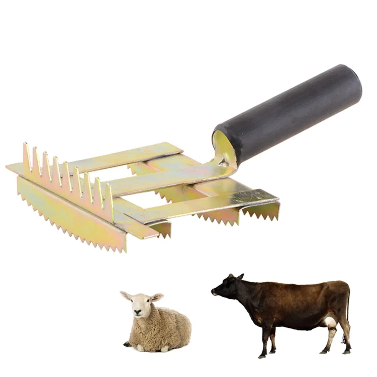 Pettine da spargimento di Bestiame, 2 spazzole per Denti con rastrello sottopelo in Metallo Laterale per Cavalli di Mucca e Capra per Cani di Grossa Taglia