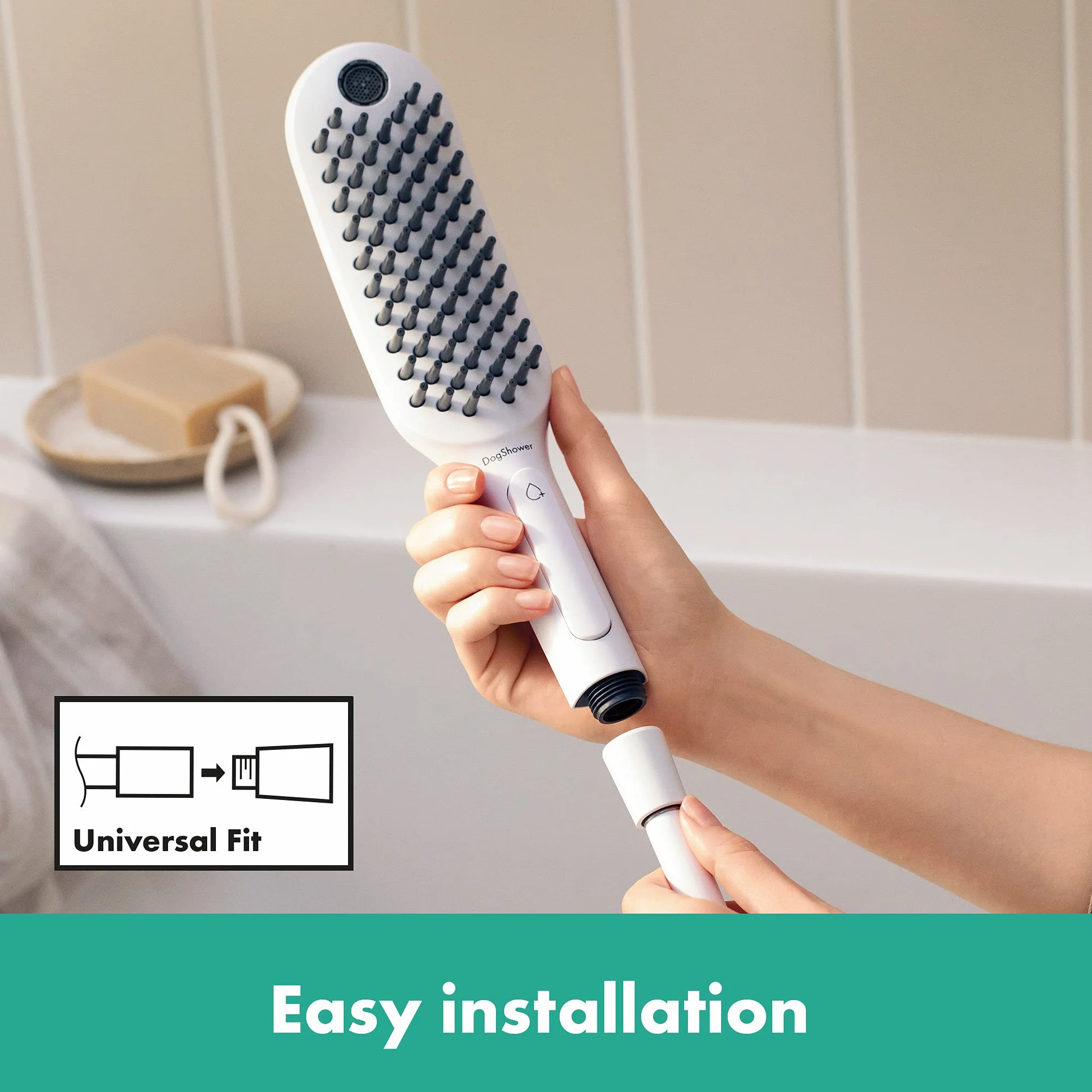 Hansgrohe 26640700 Dogshower Doccetta per Cani 150 3 Tipi di Getto con Ugelli Massaggianti, Bianco Opaco