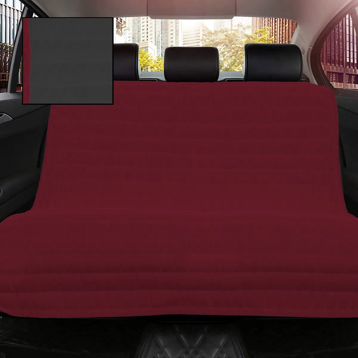 "ELEGANT" Coprisedile posteriore per auto 130x140 cm, bordeaux/fumo